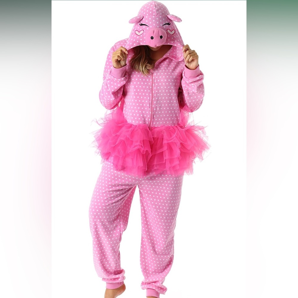 Women’s Polka Dot Pig Pajama Onesie